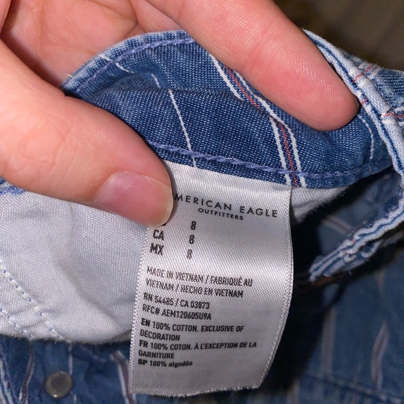 American Eagle Outfitters Blue Striped Jean Shorts - Picture 3 of 3